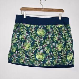 Lands End Swim Skirt Size 18 Womens Palm Floral Inner Shorts Pockets Stretch